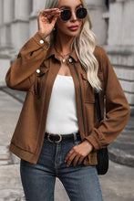 Load image into Gallery viewer, Textured Zip Up Collared Neck Jacket