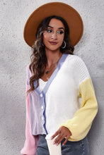 Load image into Gallery viewer, Color Block Ribbed Long Sleeve Cardigan