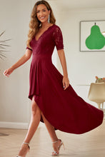 Load image into Gallery viewer, Lace Cutout V-Neck Short Sleeve Dress