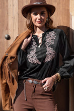 Load image into Gallery viewer, Notched Neck Long Sleeve Blouse