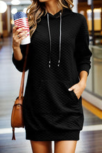 Load image into Gallery viewer, Drawstring Hooded Long Sleeve Mini Dress