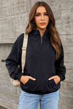 Load image into Gallery viewer, Half Zip Drop Shoulder Sweatshirt and Pocket