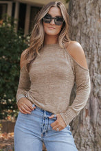 Load image into Gallery viewer, Heathered Round Neck Cold Shoulder T-Shirt