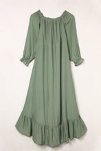 Load image into Gallery viewer, Drawstring Off-Shoulder Flounce Sleeve Dress