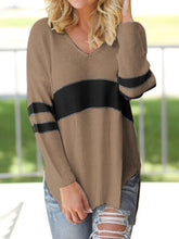 Load image into Gallery viewer, Striped V-Neck Long Sleeve Sweater
