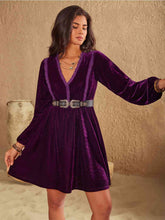 Load image into Gallery viewer, Ruffled V-Neck Long Sleeve Dress
