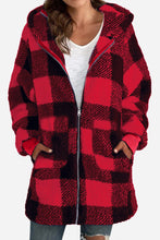 Load image into Gallery viewer, DOORBUSTER DEAL: Double Take Full Size Plaid Long Sleeve Hooded Coat