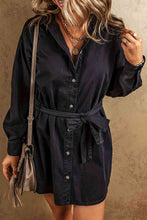 Load image into Gallery viewer, Button Up Collared Neck Denim Dress