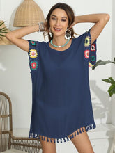 Load image into Gallery viewer, Tassel Boat Neck Flutter Sleeve Cover Up