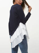Load image into Gallery viewer, Tiered Contrast Round Neck Long Sleeve T-Shirt