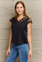 Load image into Gallery viewer, Lace Trim Cap Sleeve Blouse