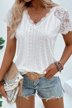 Load image into Gallery viewer, Eyelet Lace Detail V-Neck T-Shirt