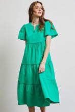 Load image into Gallery viewer, HEYSON Full Size Cotton Poplin Ruffled Tiered Midi Dress