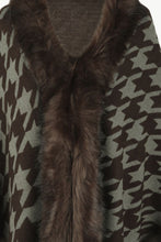 Load image into Gallery viewer, Houndstooth Fringe Hem Poncho