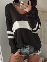 Load image into Gallery viewer, Striped V-Neck Long Sleeve Sweater