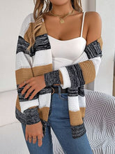Load image into Gallery viewer, Openwork Striped Open Front Cardigan