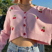 Load image into Gallery viewer, Cherry Button Down Cardigan