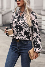 Load image into Gallery viewer, Printed Tie Neck Balloon Sleeve Blouse