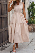 Load image into Gallery viewer, Decorative Button Notched Tiered Dress