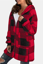 Load image into Gallery viewer, DOORBUSTER DEAL: Double Take Full Size Plaid Long Sleeve Hooded Coat