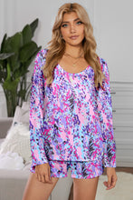 Load image into Gallery viewer, Round Neck Printed Top and Shorts Lounge Set
