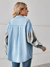 Load image into Gallery viewer, Leopard Button Up Denim Jacket
