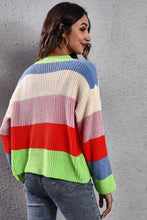 Load image into Gallery viewer, Color Block Button-Down Dropped Shoulder Cardigan