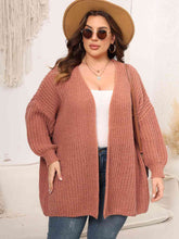 Load image into Gallery viewer, Plus Size Open Front Dropped Shoulder Knit Cardigan