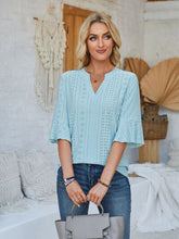 Load image into Gallery viewer, Eyelet Notched Half Sleeve T-Shirt