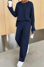 Load image into Gallery viewer, Ribbed Half Button Top and Pants Set