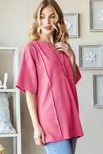 Load image into Gallery viewer, Heimish Full Size Ribbed Half Button Drop Shoulder Top