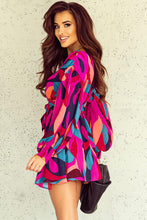 Load image into Gallery viewer, Printed Surplice Neck Tie Waist Dress