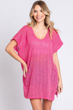 Load image into Gallery viewer, GeeGee Short Sleeve Side Slit Knit Cover Up Dress
