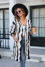 Load image into Gallery viewer, Printed Open Front Pocketed Cardigan