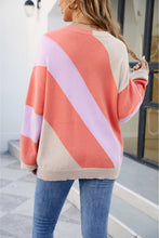 Load image into Gallery viewer, Color Block Ribbed Round Neck Sweater