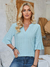 Load image into Gallery viewer, Eyelet Notched Half Sleeve T-Shirt