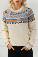 Load image into Gallery viewer, Geometric Round Neck Long Sleeve Sweater