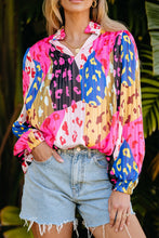 Load image into Gallery viewer, Printed Notched Long Sleeve Blouse