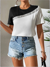 Load image into Gallery viewer, Contrast Color Round Neck Short Sleeve Tee