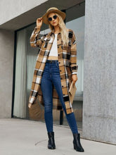 Load image into Gallery viewer, Plaid Pocketed Button Up Trench Coat