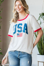 Load image into Gallery viewer, Heimish Full Size USA Contrast Trim Short Sleeve T-Shirt