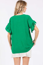 Load image into Gallery viewer, GeeGee Ruffled Short Sleeve V-Neck Blouse