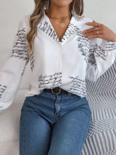 Load image into Gallery viewer, Letter Printed Button Up Long Sleeve Blouse