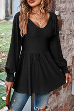Load image into Gallery viewer, Peplum V-Neck Long Sleeve Blouse