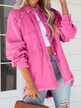 Load image into Gallery viewer, Button Down Raw Hem Denim Jacket