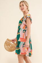 Load image into Gallery viewer, And The Why Printed Double Ruffle Sleeve Dress