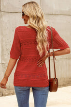 Load image into Gallery viewer, Openwork Round Neck Half Sleeve Knit Top