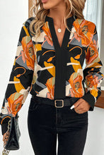 Load image into Gallery viewer, Floral Notched Long Sleeve Blouse