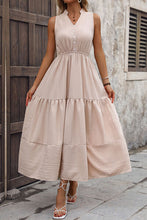 Load image into Gallery viewer, Decorative Button Notched Tiered Dress
