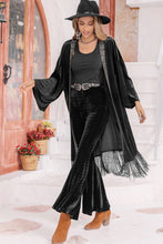 Load image into Gallery viewer, Open Front Fringe Detail Long Sleeve Cardigan